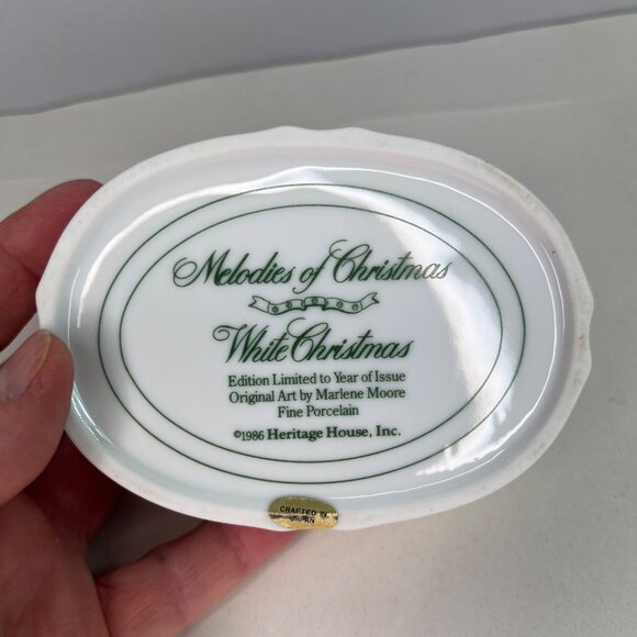 1986 Heritage House Melodies of Christmas Porcelain Trinket Box Deer Sleigh - Picture 9 of 12